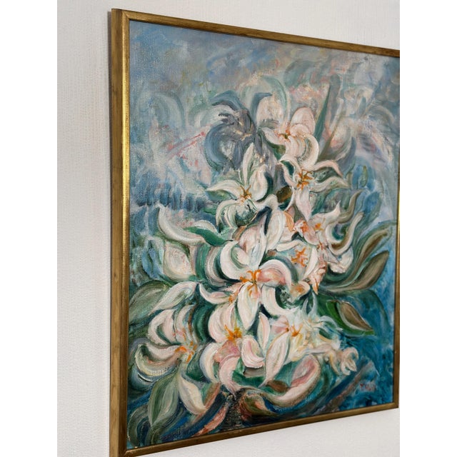 Torsten Hult, White Lilies, 1960s, Oil on Canvas, Framed For Sale - Image 16 of 18