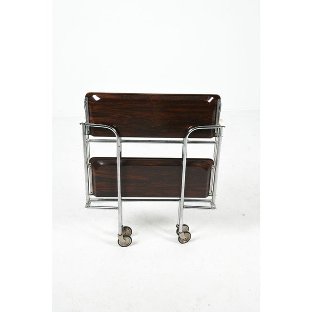French Chrome Folding Bar Cart, C. 1970s For Sale - Image 4 of 11