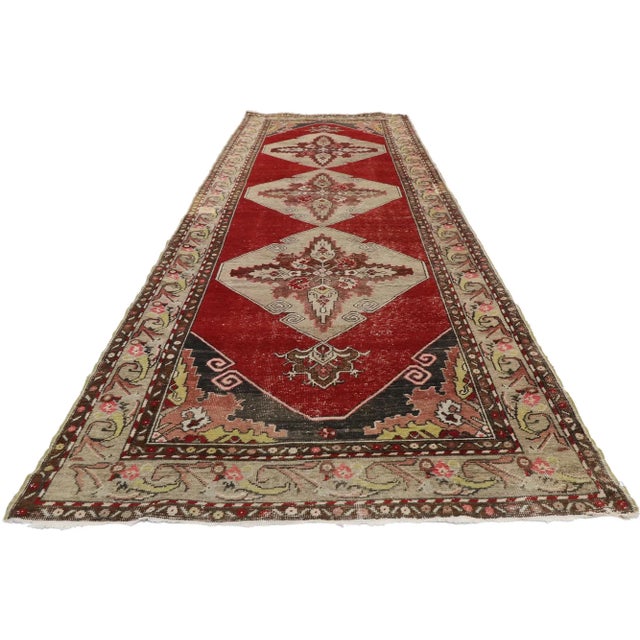 Rustic Vintage Turkish Oushak Rug Runner - 03'07 X 11'07 For Sale - Image 3 of 8