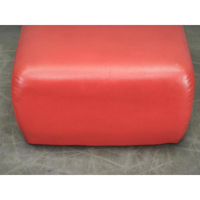 1980s 1980s Italian Postmodern Red Faux Leather Pouf Ottoman For Sale - Image 5 of 9