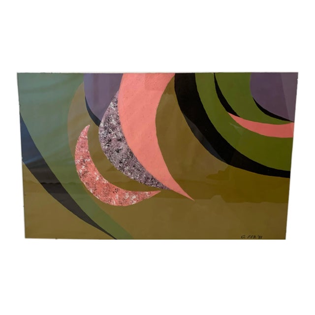 1980s Vintage Original 1980's Abstract Painting For Sale - Image 5 of 5