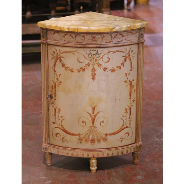 Early 20th Century Italian Venetian Painted Corner Cabinet With Marble Top For Sale In Dallas - Image 6 of 11