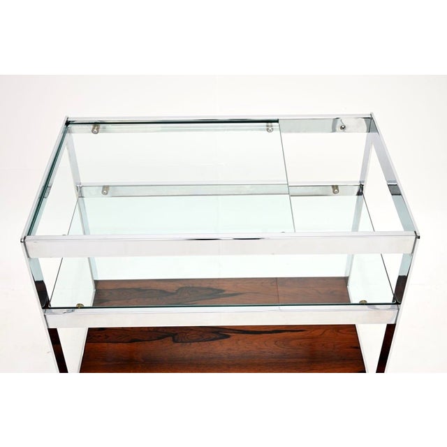 Brown Vintage Chrome Drinks Trolley from Merrow Associates, 1960 For Sale - Image 8 of 11