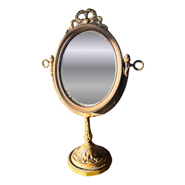 Antique French Bronze Vanity Mirror, 1890s For Sale