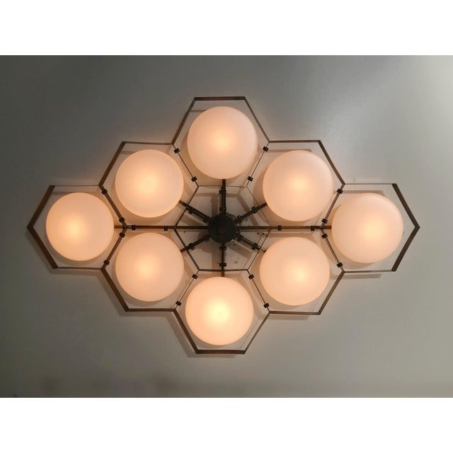 Italian 21st Century Hive Bronze Matte White Murano Flush Mount by Fabio LTD For Sale - Image 3 of 5