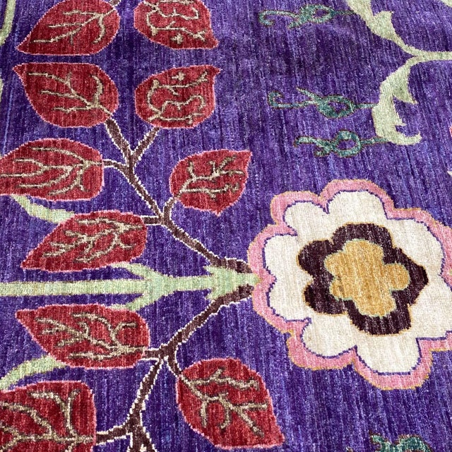 Fine Aubergine Persian William Morris Hand-Knotted Wool Rug - 9'2" X 12' For Sale - Image 11 of 12