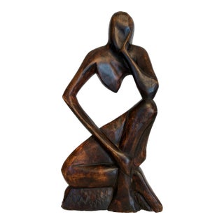 1980s “Thinking Man” From Ghana Mahogany Sculpture For Sale