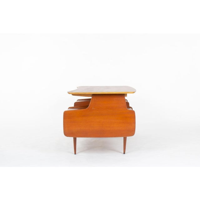 Vintage Executive Desk in Mahogany by Jacques Hauville, 1950s For Sale - Image 3 of 13