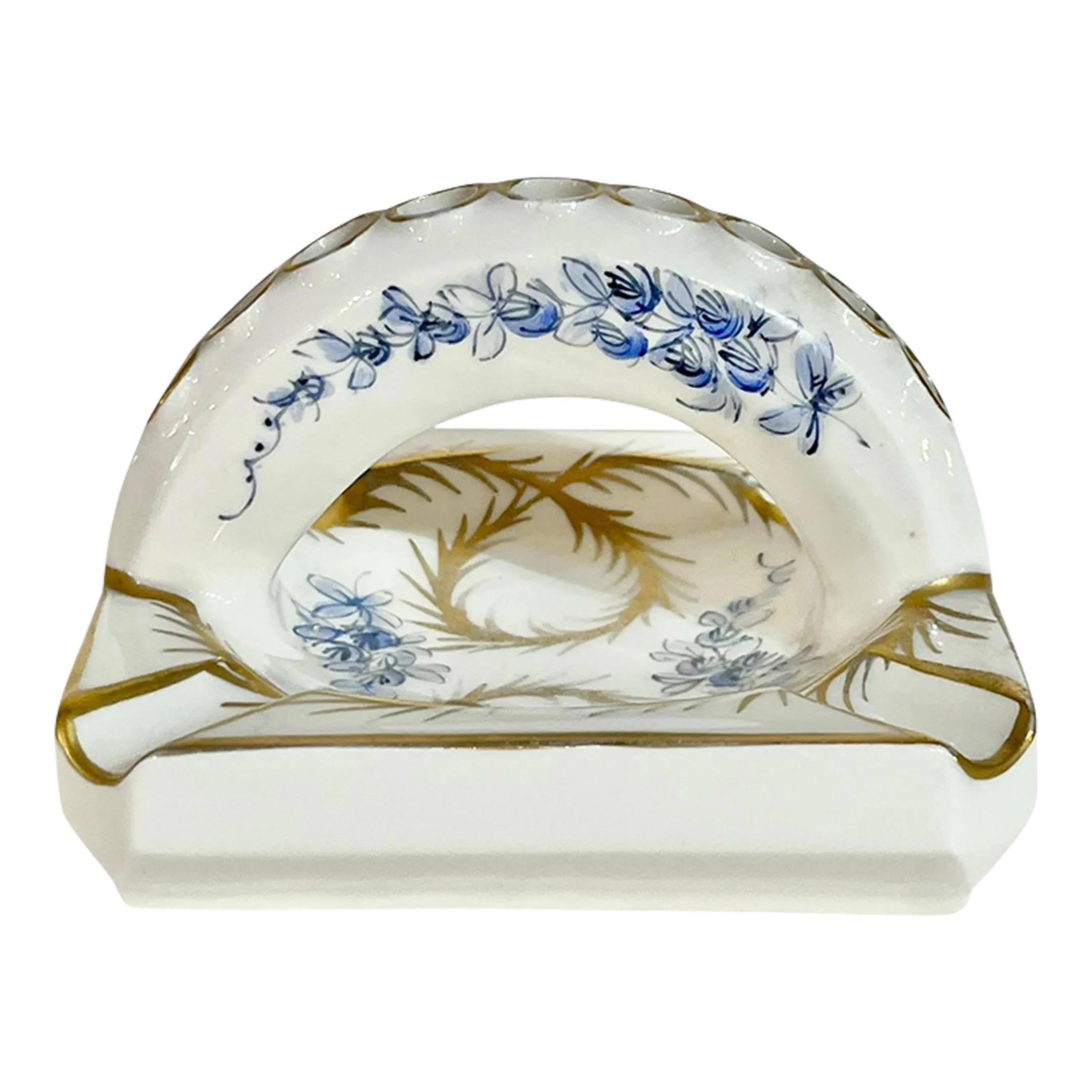ceramic cigarette holder Vintage French Hand Painted Porcelain Cigarette Holder Ashtray