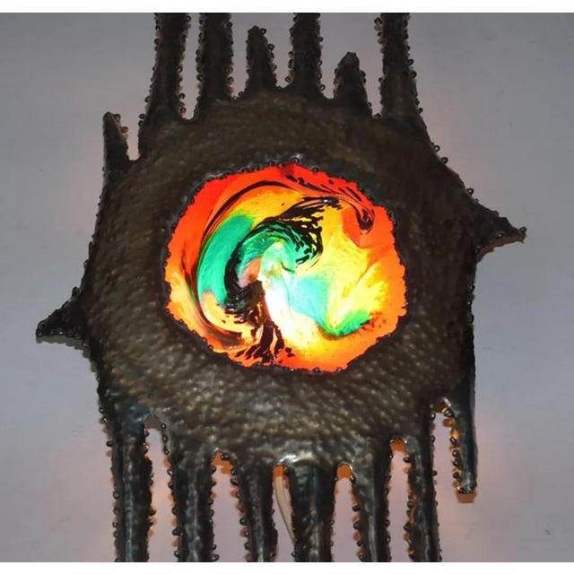 Metal Iron and Glass Wall Lamp, 1950s For Sale - Image 7 of 8