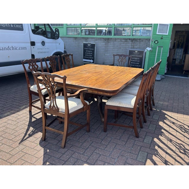 Antique Mahogany Dining Table and Chairs, Set of 9 For Sale - Image 10 of 18