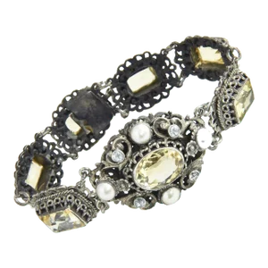 Austro-Hungarian Pearl and Citrine Silver Bracelet