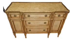 Cream Gustavian Style Marble Top Dresser Commode Chest Attributed to John Richard