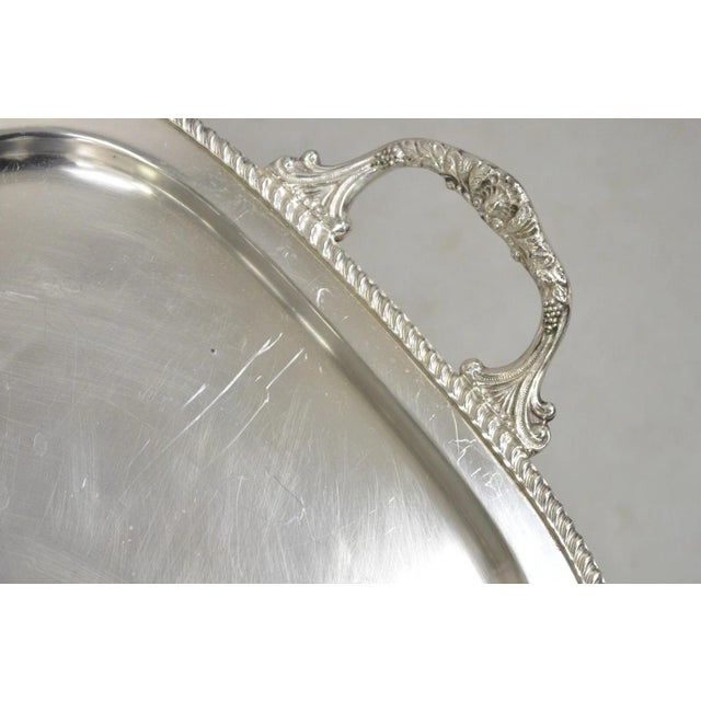 Silver Antique English Regency Lion Engraved Silver Plated Serving Platter Tray For Sale - Image 8 of 12