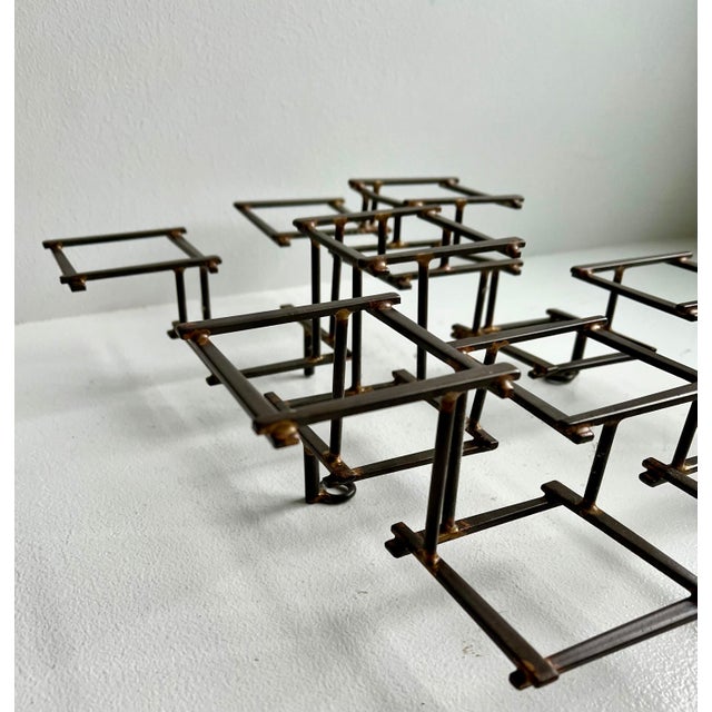 Vintage Brutalist Abstract Metal Nail Wall Art Sculpture In the Style of William Bowie, circa 1970's Artist Unknown " in...