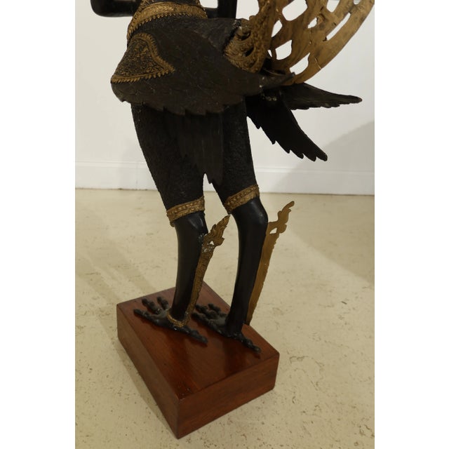 Bronze Water Goddess or Tibetan Statue on Wood Base For Sale - Image 9 of 12