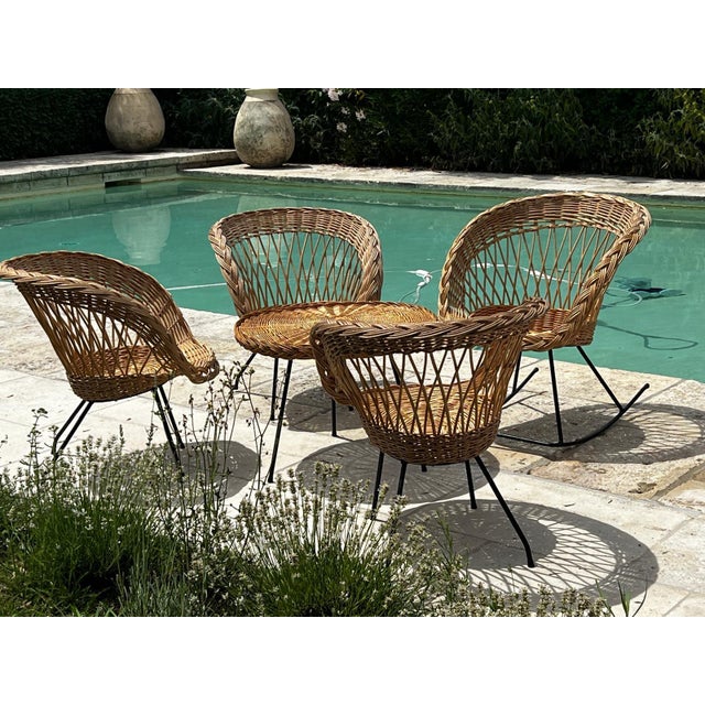 Mid-Century Modern Vintage Rattan Garden Set, 1960s, Set of 5 For Sale - Image 3 of 10