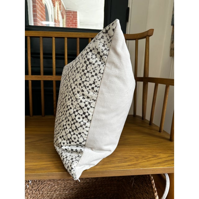 Modern Pair of Ivory and Graphite Velvet Pillows With Feather Inserts For Sale - Image 3 of 8