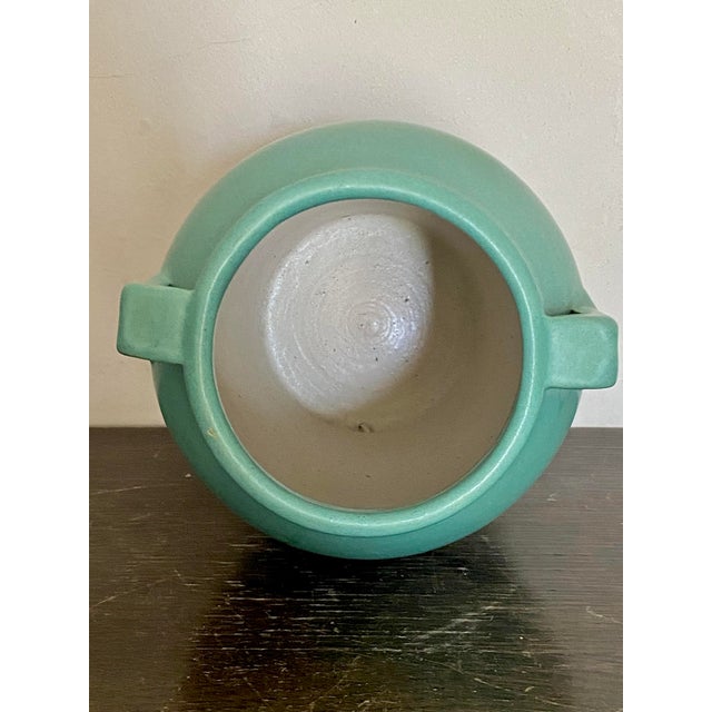 Adam Pfaltzgraff Pfaltzgraff Vintage Art Pottery Turquoise Green Vase For Sale - Image 4 of 7