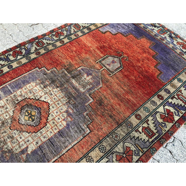Textile Vintage Colourful Handmade Area Rug For Sale - Image 7 of 11