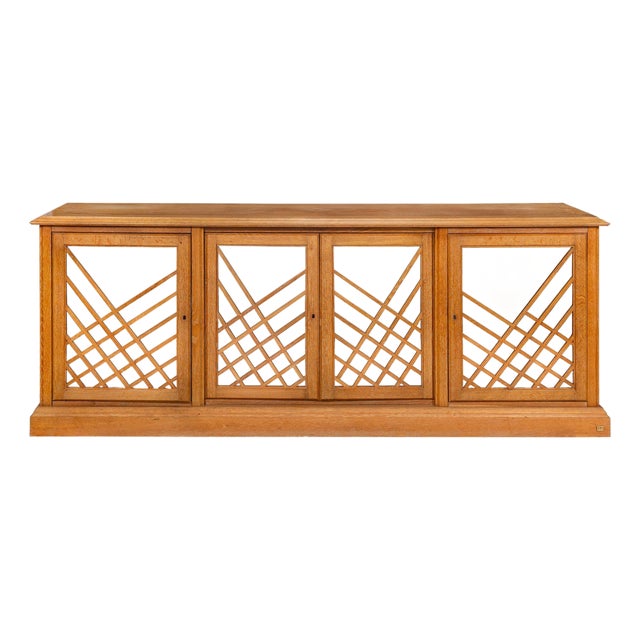 French Modernist Cerused Oak Sideboard Buffet Cabinet by Jean Claude Mahey For Sale