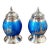 Vintage Mid-Century Modern Siam Sterling Silver Blue Guilloche Enamel Salt and Pepper Shakers For Sale