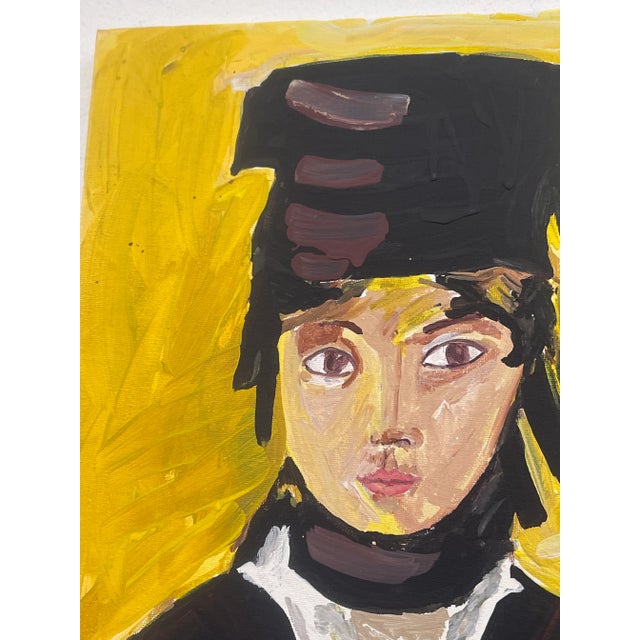 Expressionist Portrait Acrylic Painting of a Young Girl Wearing a Scarf For Sale - Image 10 of 11