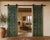 This Antique Indian Painted Teakwood Door is handcrafted from solid teakwood, the door features a deeply carved grid...
