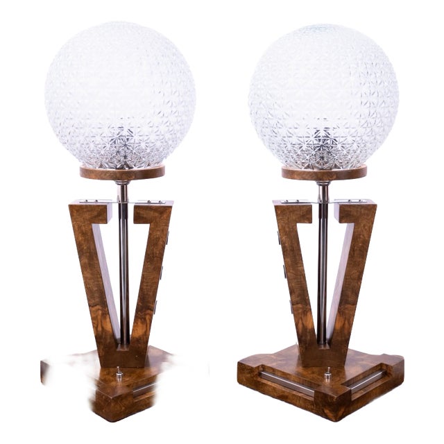 Art Deco Lamps, Poland, 1950s, Set of 2 For Sale