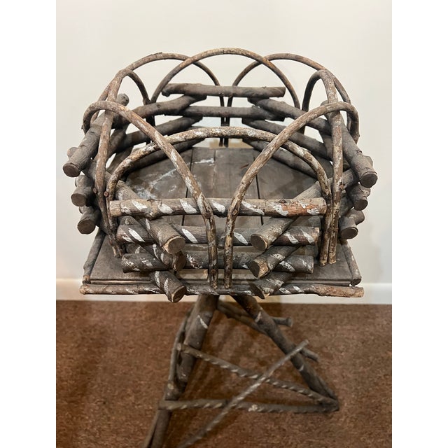 Cabin Early 20th Century Adirondack Bentwood Early American Wood With Accent Painted Planter For Sale - Image 3 of 6