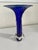 Vintage 1991 Signed Winfisky Cobalt Blue Cased Art Glass Trumpet Vase - 8" For Sale - Image 4 of 5