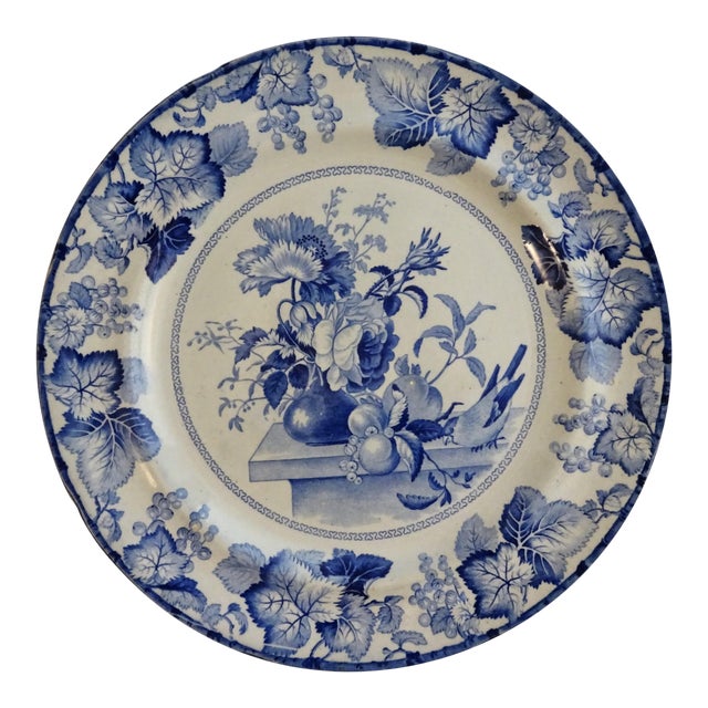 Antique Pearlware Blue & White Staffordshire Plate, 1800's Chairish