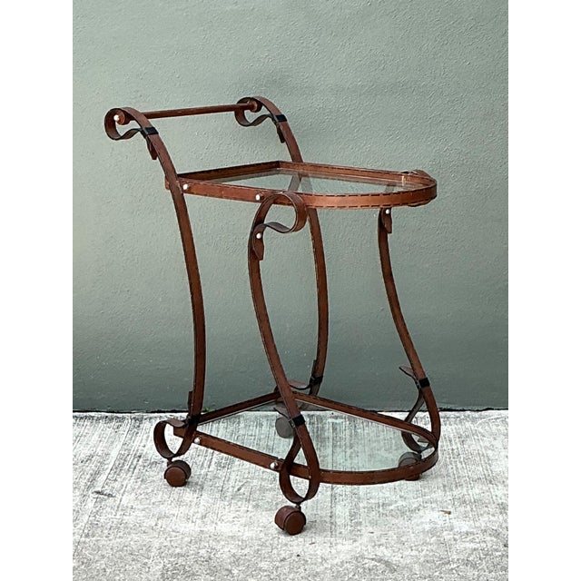 Late 20th Century Vintage Glass and Metal Bar Cart For Sale - Image 5 of 12