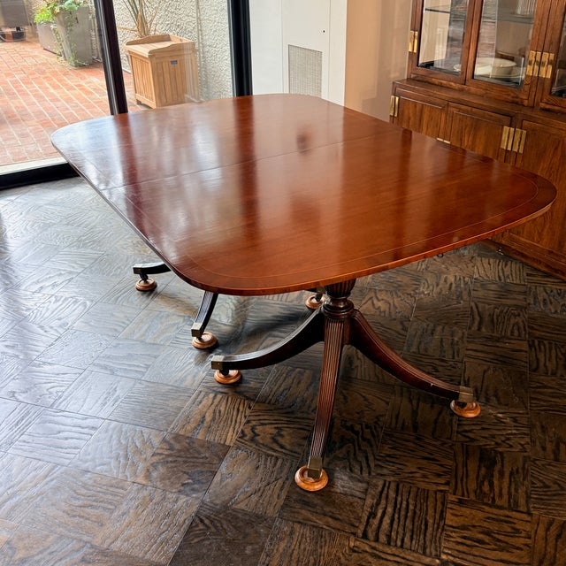 Baker Furniture Company Baker Georgian Style Double Pedestal Mahogany Dining Table For Sale - Image 4 of 16
