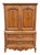 Drexel Heritage Brittany Collection Solid Pecan Country French Style 41" Door Chest W. Floral Accents 202-420 For Sale