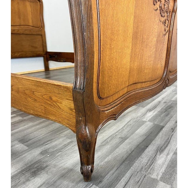 Vintage French Louis XVI Double Bed Frame in Oak For Sale - Image 10 of 12