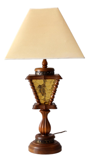Vintage Mediterranean Revival Amber Glass Table Lamp