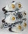 Mazzega Murano glass Space Age chandelier with steel, mouth-blown glass and wood. 1960s or 1970s. Category: Space Age...