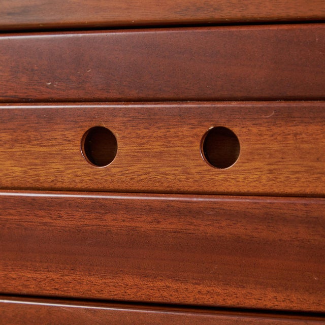 Circular Handles Six Drawer Walnut Sideboard, 1980s For Sale - Image 9 of 17