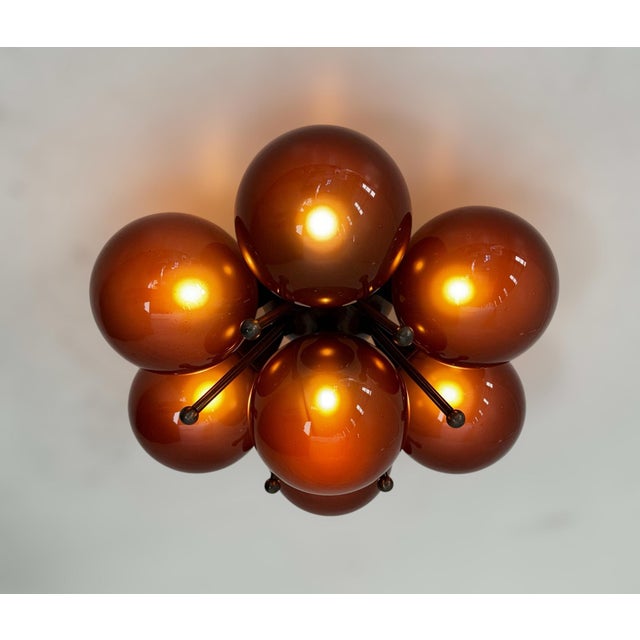 Bronze Sakura Bronzed Frosted Amethyst Globe Flush Mount by Fabio LTD For Sale - Image 8 of 8
