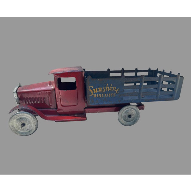 1930s Metalcraft Sunshine Biscuits Advertising Stake Truck Pressed Steel 12” For Sale - Image 6 of 10