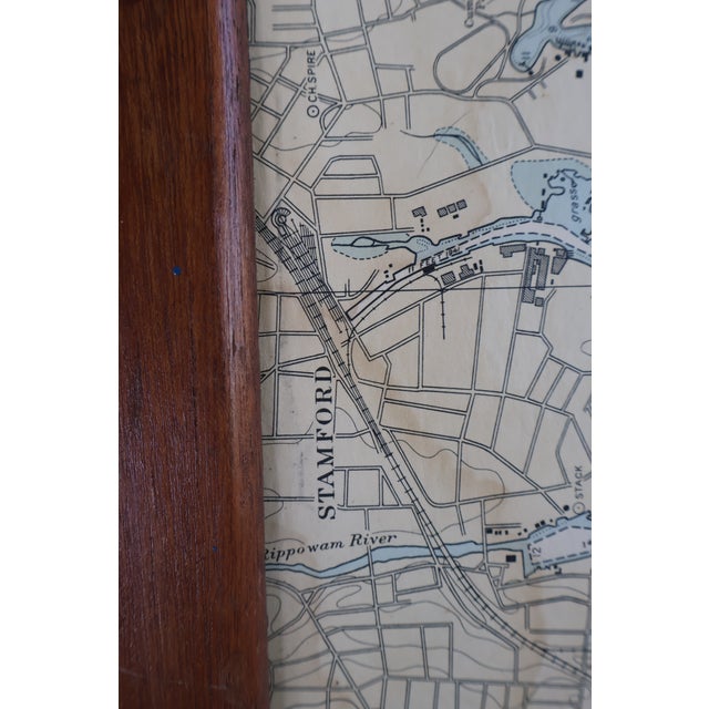 Vintage SeaCraft Solid Mahogany Stamford Harbor Nautical Chart Tray For Sale - Image 11 of 18