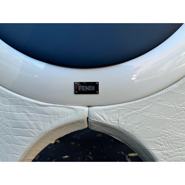 Wood Fendi Casa Crocodile Embossed Garcia Arm Chair For Sale - Image 7 of 8