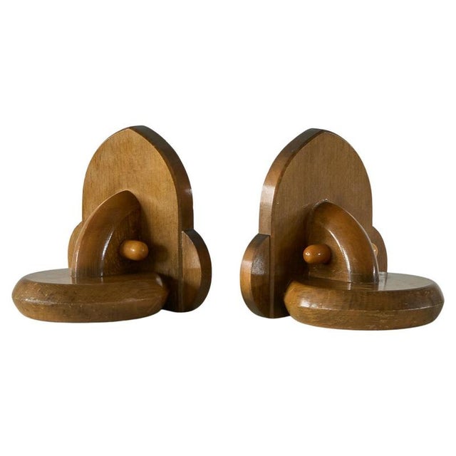Art Deco Bookends in Wood, 1950s, Set of 2 For Sale - Image 10 of 10