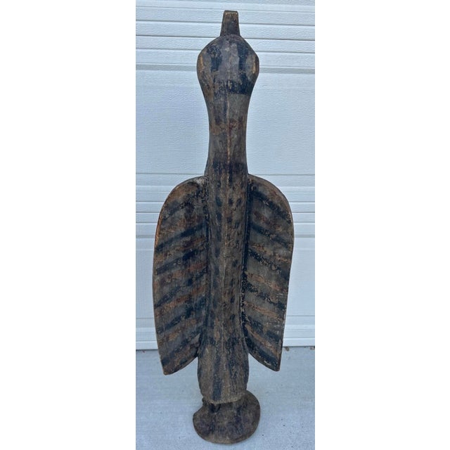 Antique Senufo Hornbill Bird Sculpture (Porpianong) Carved Wood Statute, Côte D’Ivoire – 40” Tall For Sale - Image 9 of 18