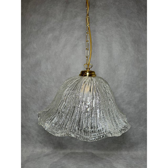 1970s Vintage Textured Murano Style Glass Pendant Lamp from Massive,1970s For Sale - Image 5 of 12