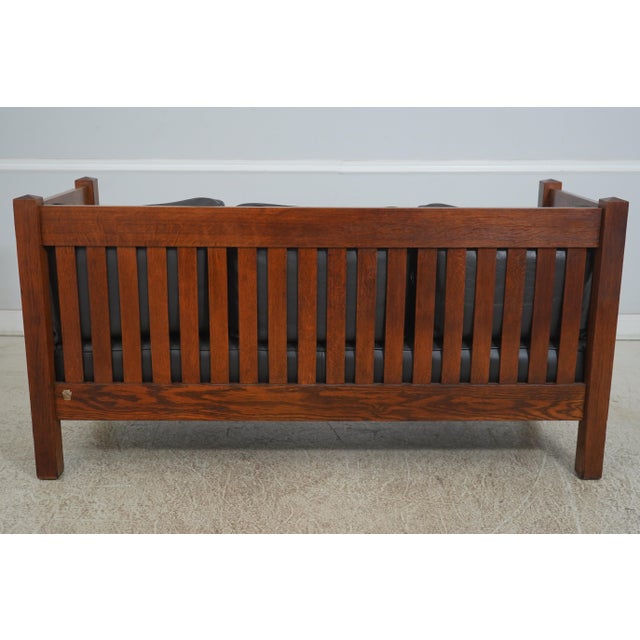 1900 - 1909 Quaker Mission Craft Stickley Style Vintage Mission Oak Sofa For Sale - Image 5 of 12
