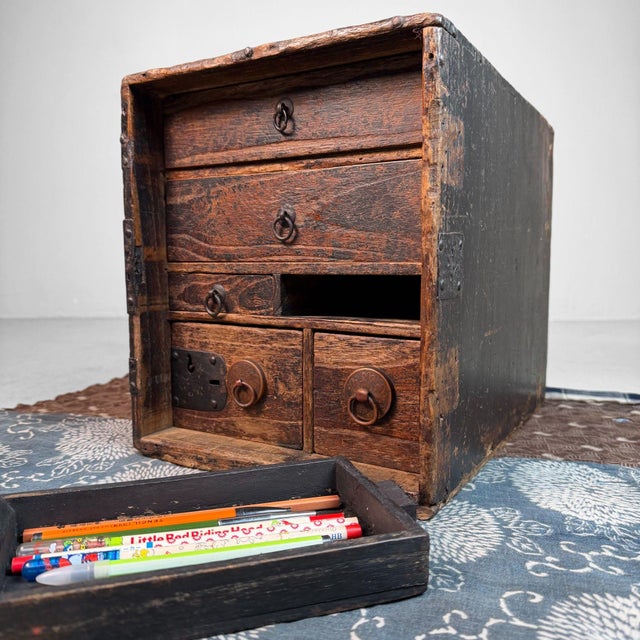 Wood Small Japanese Calligraphy Drawer Chest, 1900s For Sale - Image 7 of 16