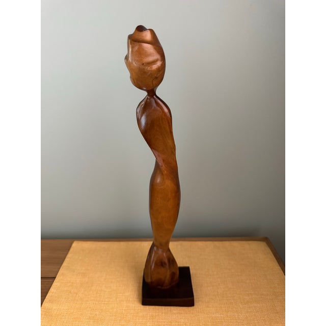 Vintage Biomorphic Two-Tone Hardwood Female Sculpture; Mid-Century Modern, Art Deco, Contrast Sapwood/Heartwood Figurative Abstract Carving For Sale - Image 10 of 12