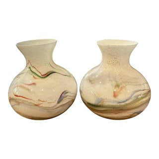 Italian Handblown Glass Vases - A Pair For Sale